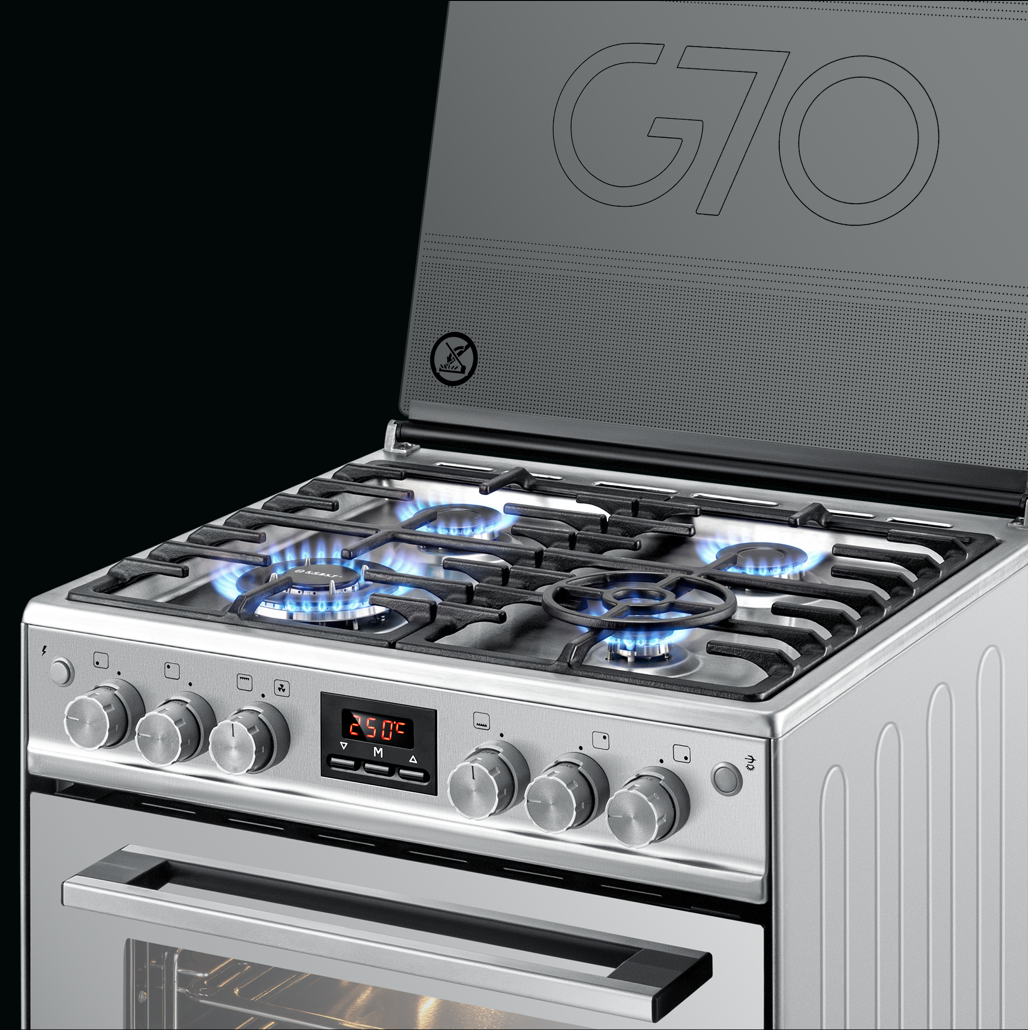 بوتاجاز غاز ٧٠ سم بشعلات ساباف إيطالي وأمان كامل