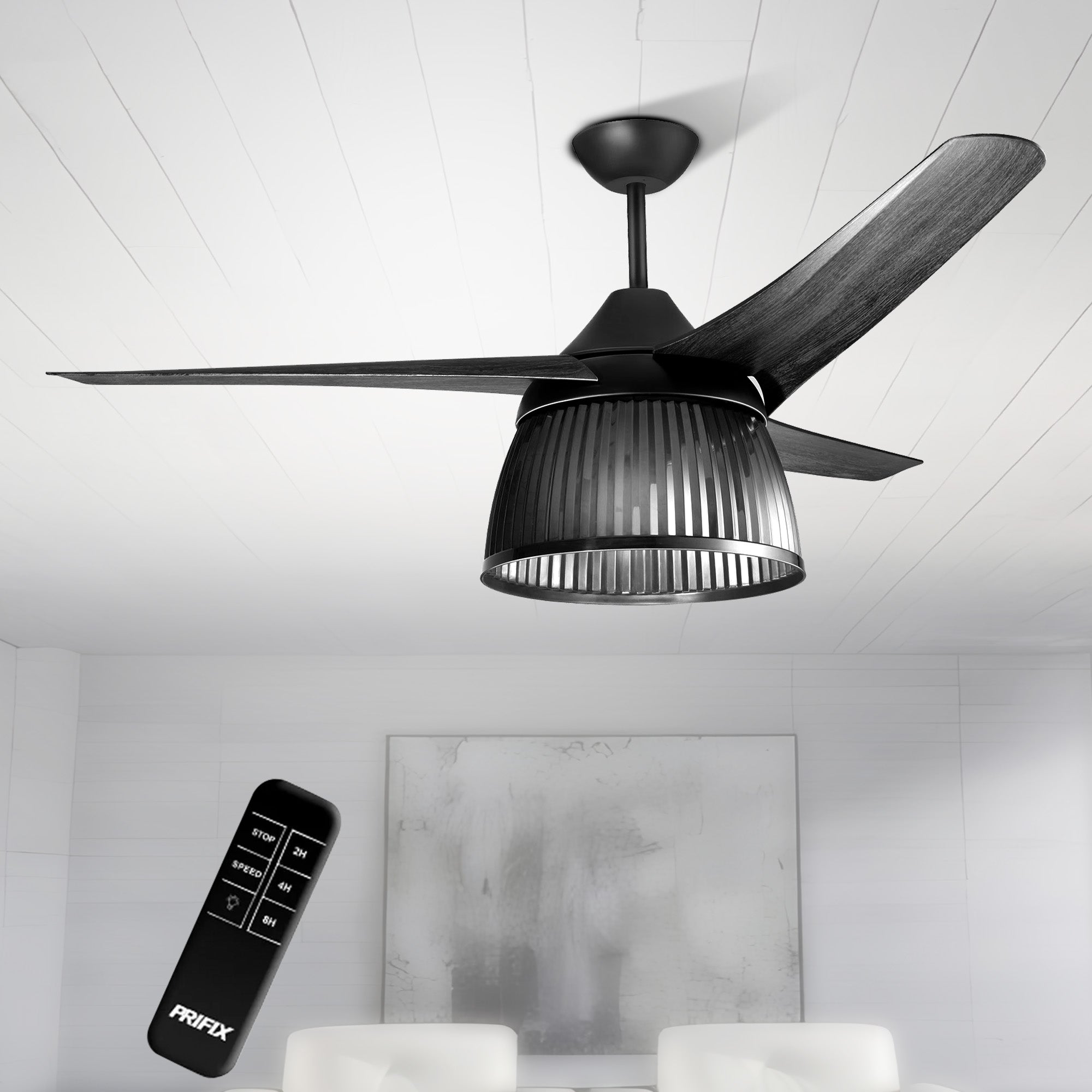 Prifix Black Jumbo ceiling fan with remote